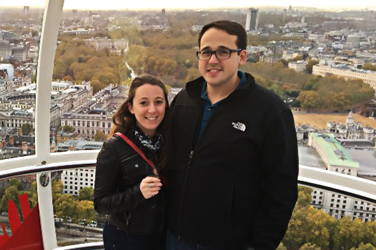 Eleni with her husband Matt, an engineer at Pilgrim.